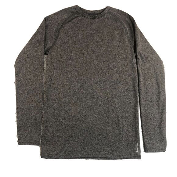 Reebok Shirt Kids Large Gray Logo Spell Out Pullover Crew Neck Speedwick Outdoor - Picture 1 of 8